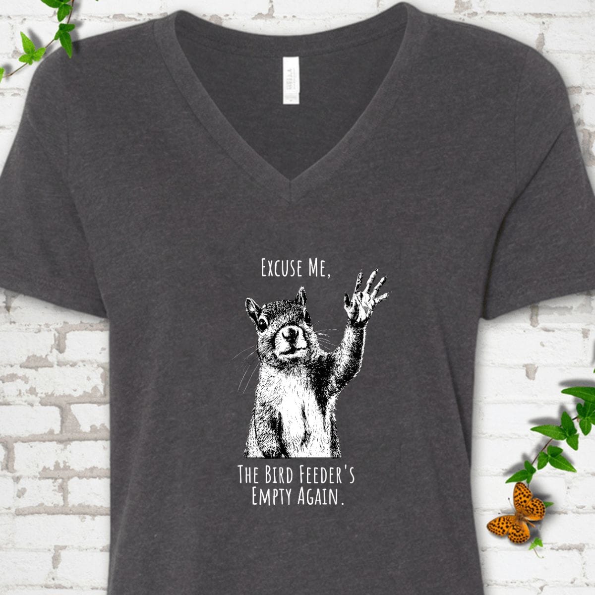 Funny Squirrel Bird Feeder V-Neck T-Shirt