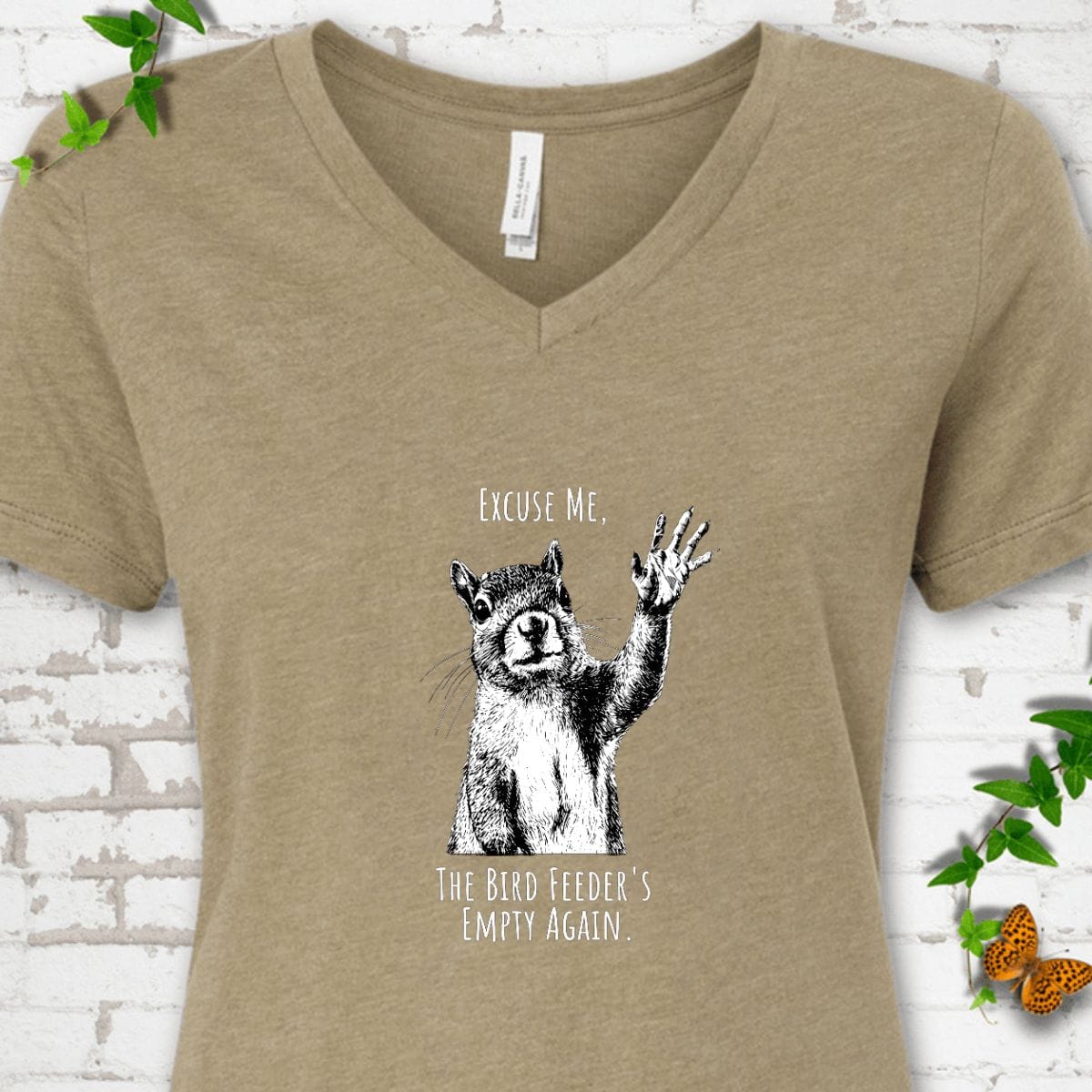 Funny Squirrel Bird Feeder V-Neck T-Shirt