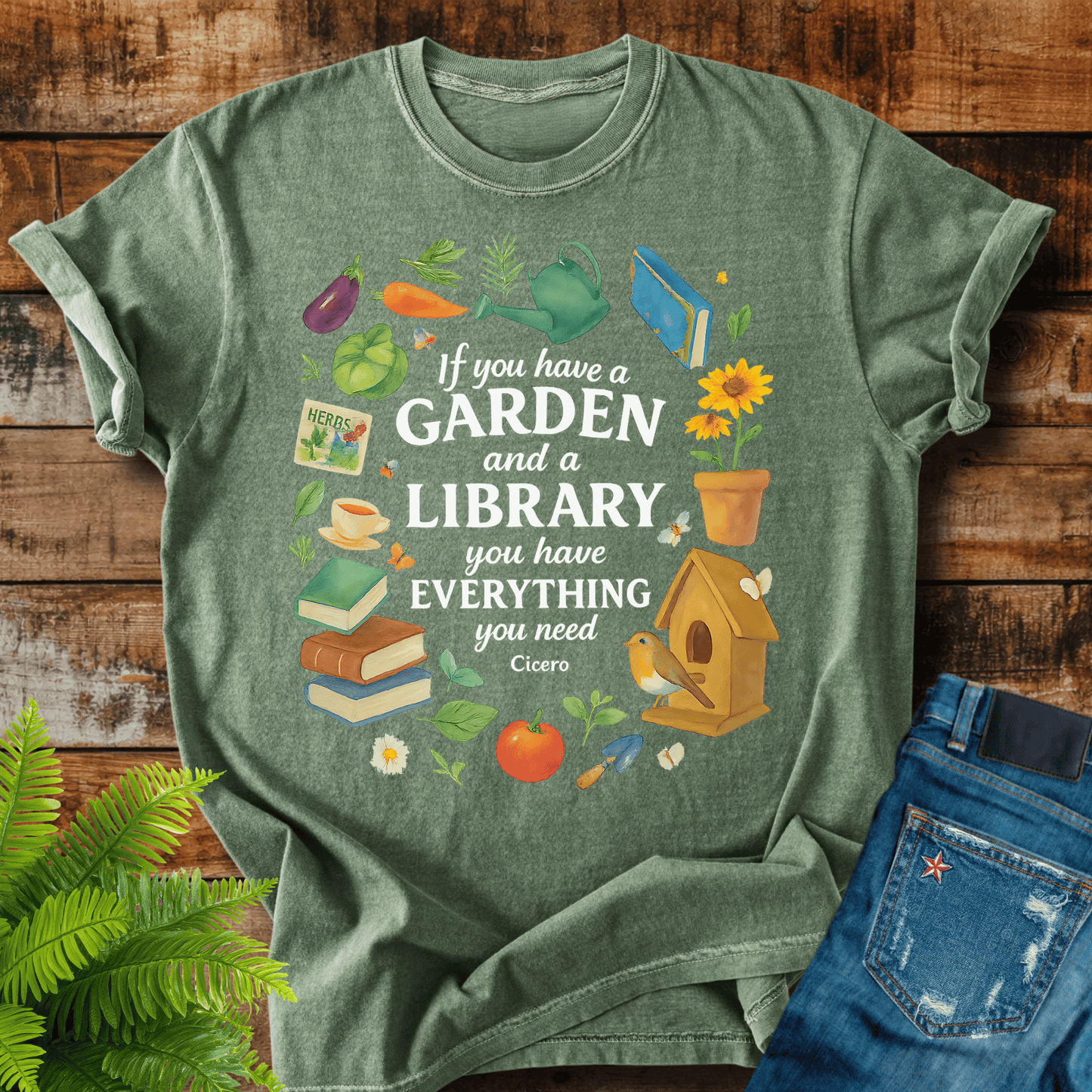 Garden Library Quote T-shirt