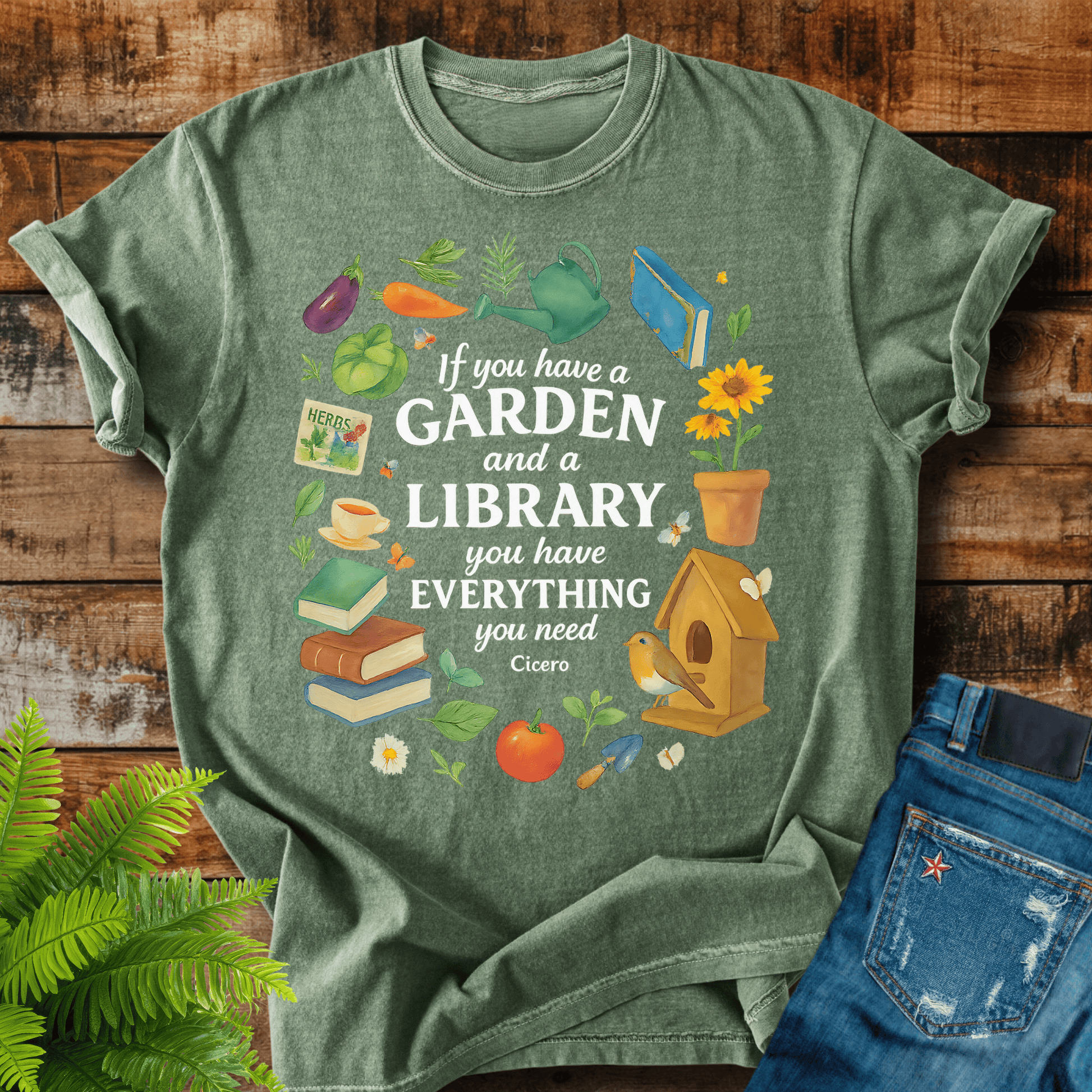 Garden Library Quote T-shirt