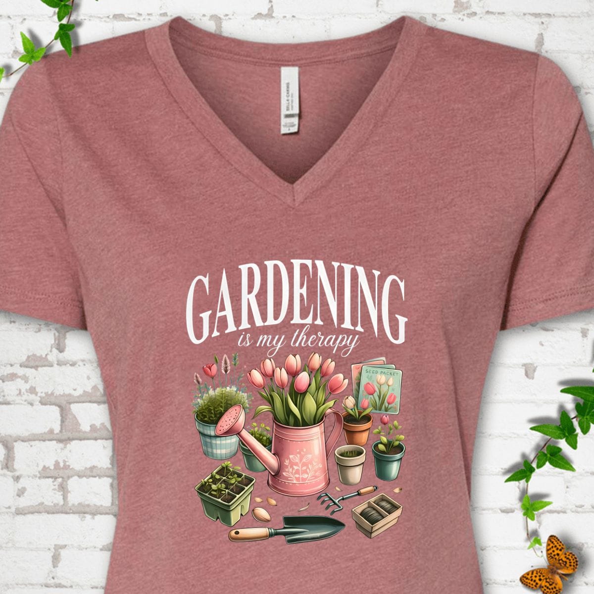 Gardening Is My Therapy V-Neck T-Shirt