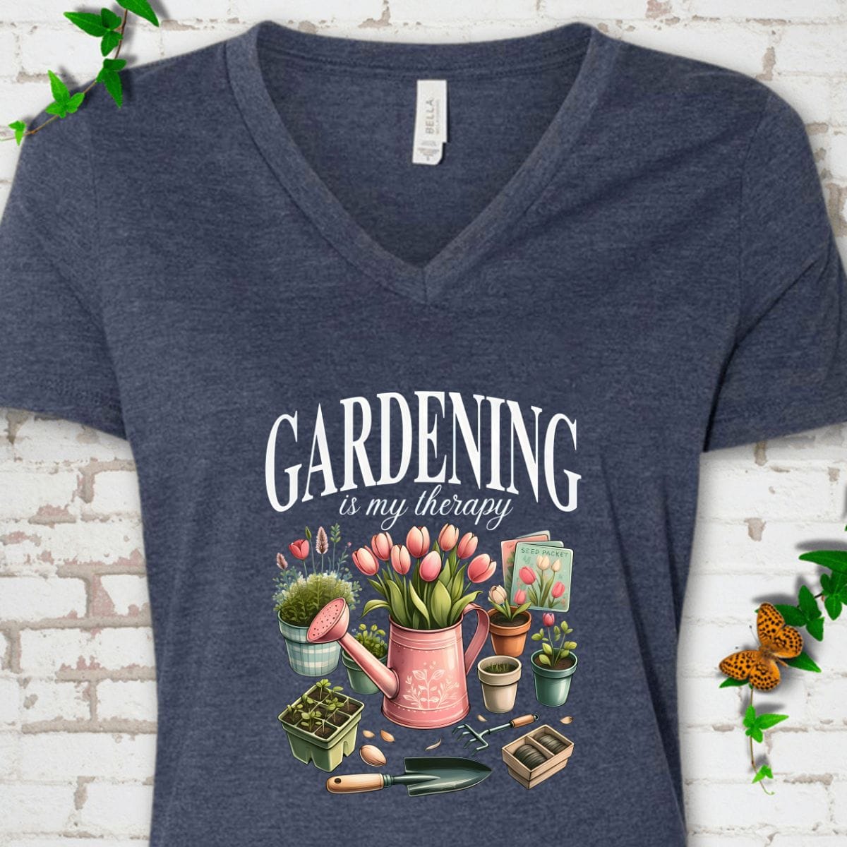 Gardening Is My Therapy V-Neck T-Shirt