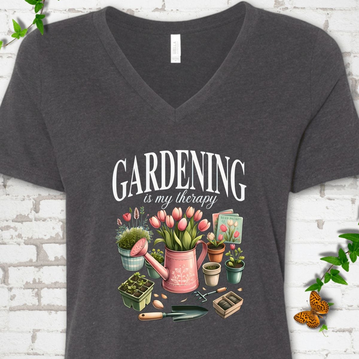 Gardening Is My Therapy V-Neck T-Shirt
