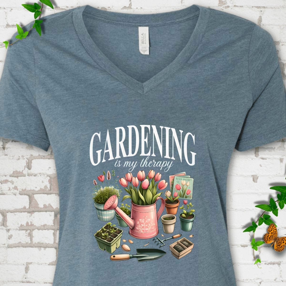 Gardening Is My Therapy V-Neck T-Shirt