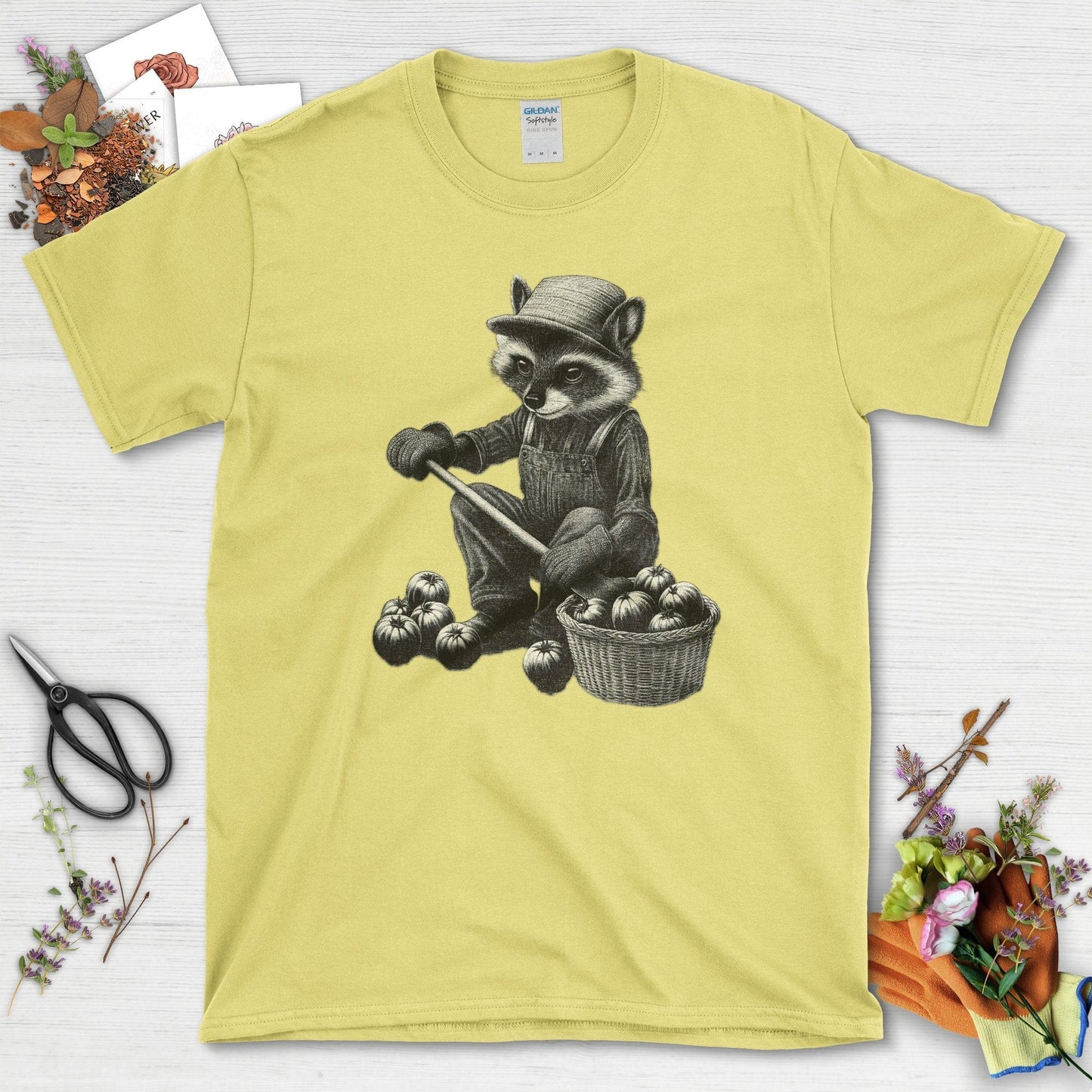 Gardening Raccoon & Tomatoes T-Shirt