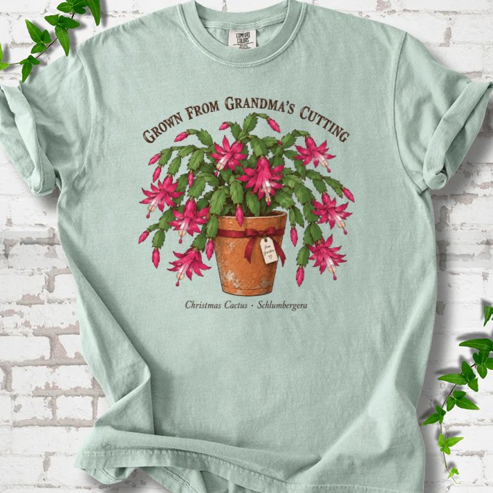 Grandma’s Cutting Christmas Cactus T-Shirt in Bay – PlotlyGarden