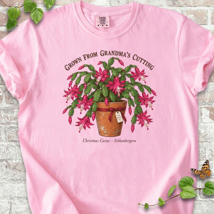 Grandma’s Cutting Christmas Cactus T-Shirt in Blossom – PlotlyGarden