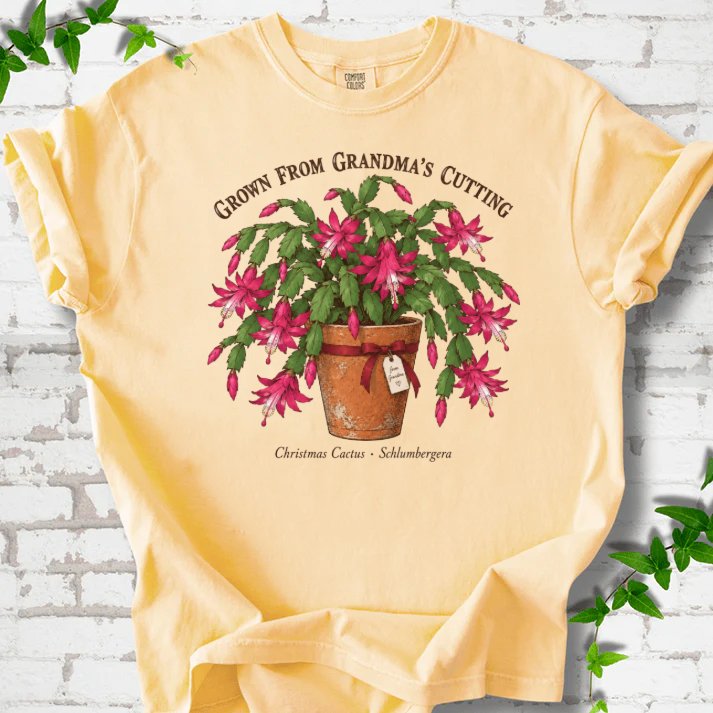 Grandma’s Cutting Christmas Cactus T-Shirt in Butter – PlotlyGarden