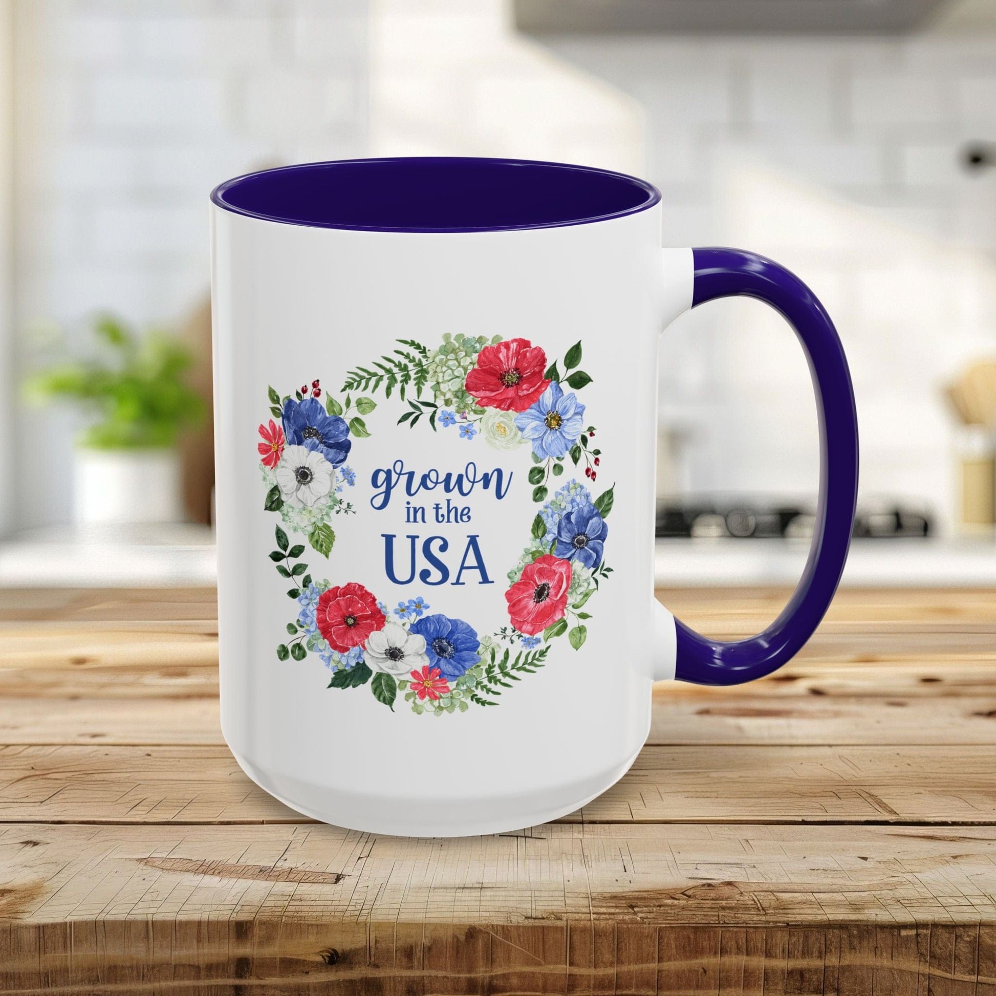 Grown in the USA Patriotic Floral Mug (11/15oz)