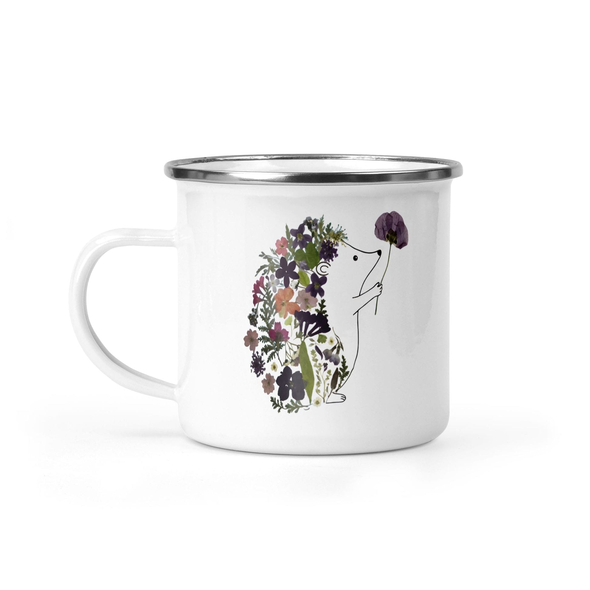 Hedgehog and Flowers Camping Mug