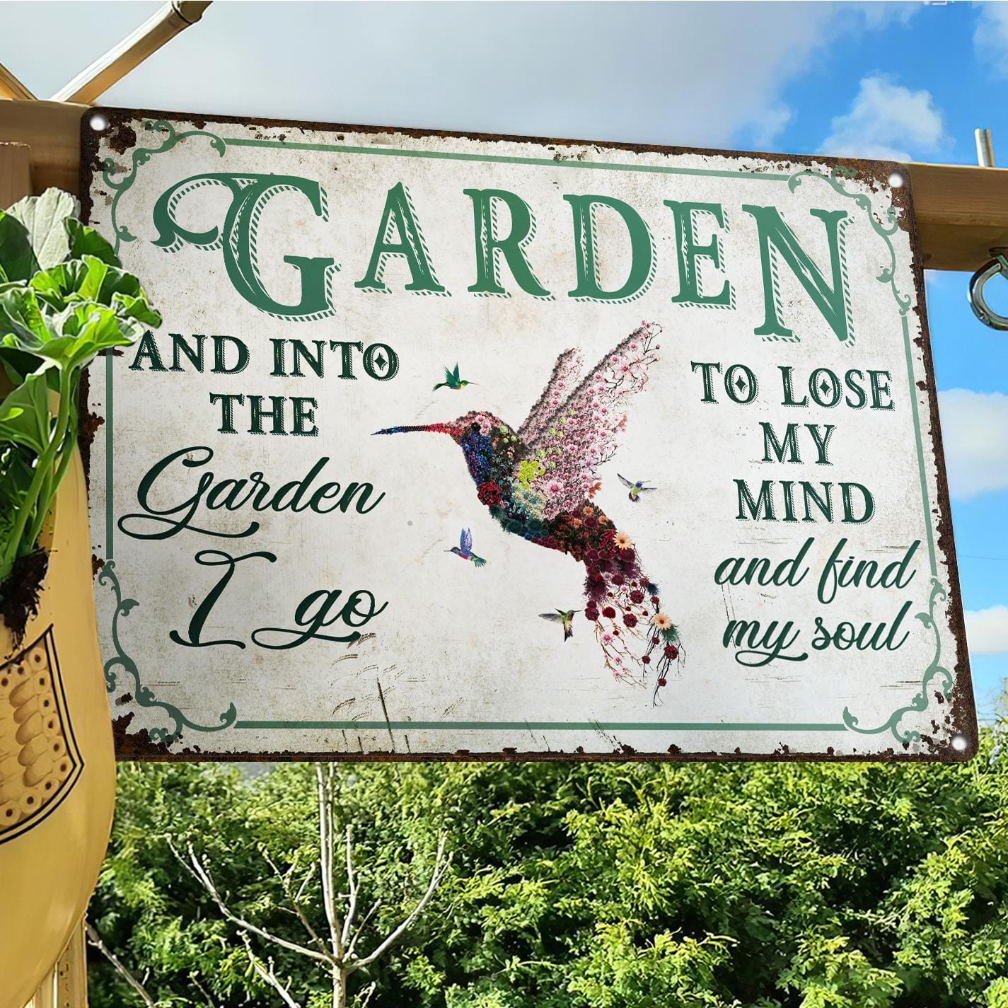 Hummingbird Garden Art Metal Sign – Plotly Garden