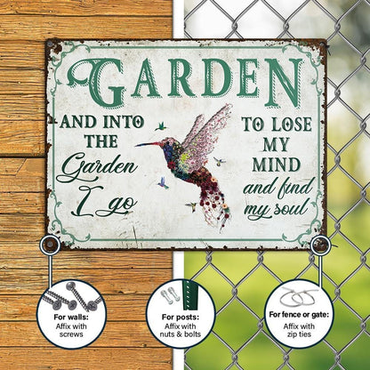 Hummingbird Garden Art Metal Sign