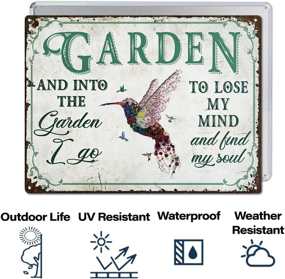 Hummingbird Garden Art Metal Sign