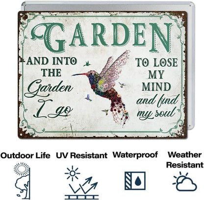 Hummingbird Garden Art Metal Sign