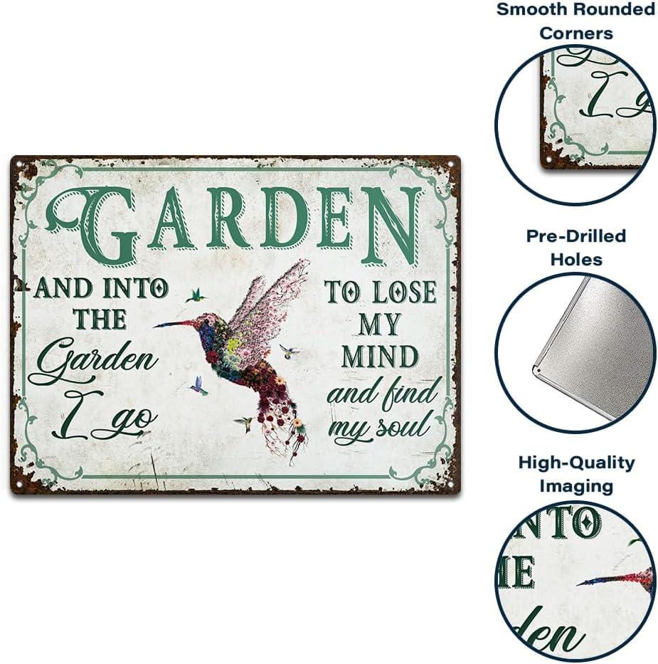 Hummingbird Garden Art Metal Sign