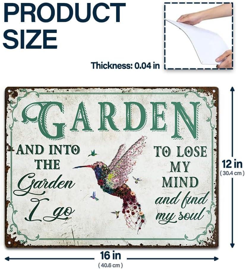 Hummingbird Garden Art Metal Sign