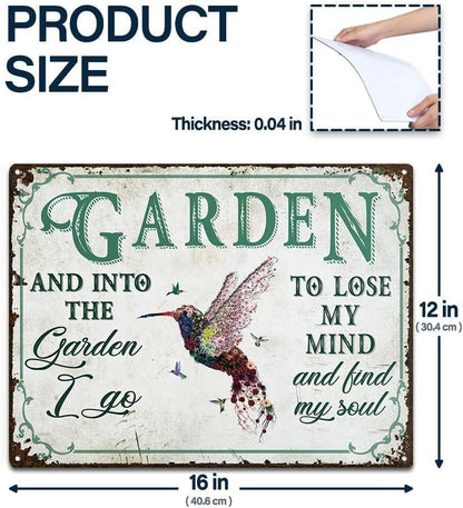 Hummingbird Garden Art Metal Sign