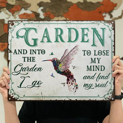 Hummingbird Garden Art Metal Sign