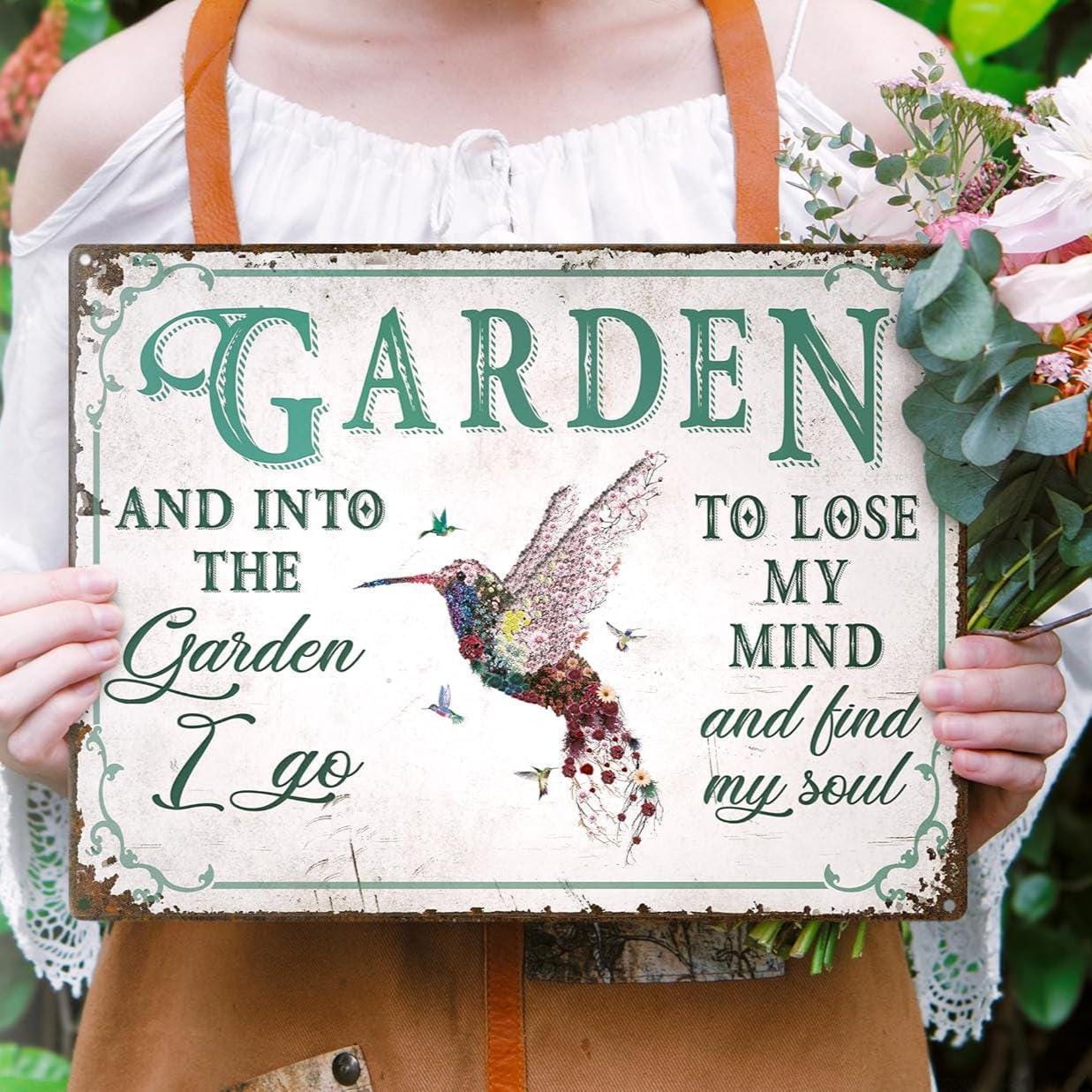 Hummingbird Garden Art Metal Sign