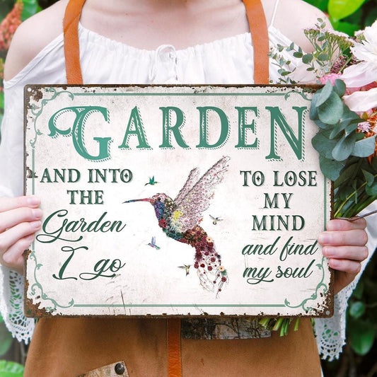 Hummingbird Garden Art Metal Sign
