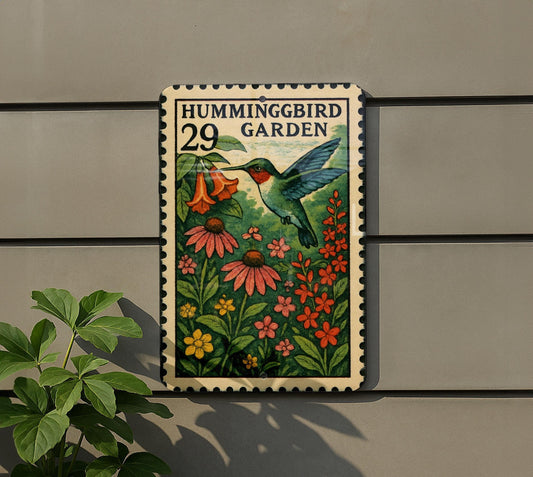 Hummingbird Garden Metal Sign