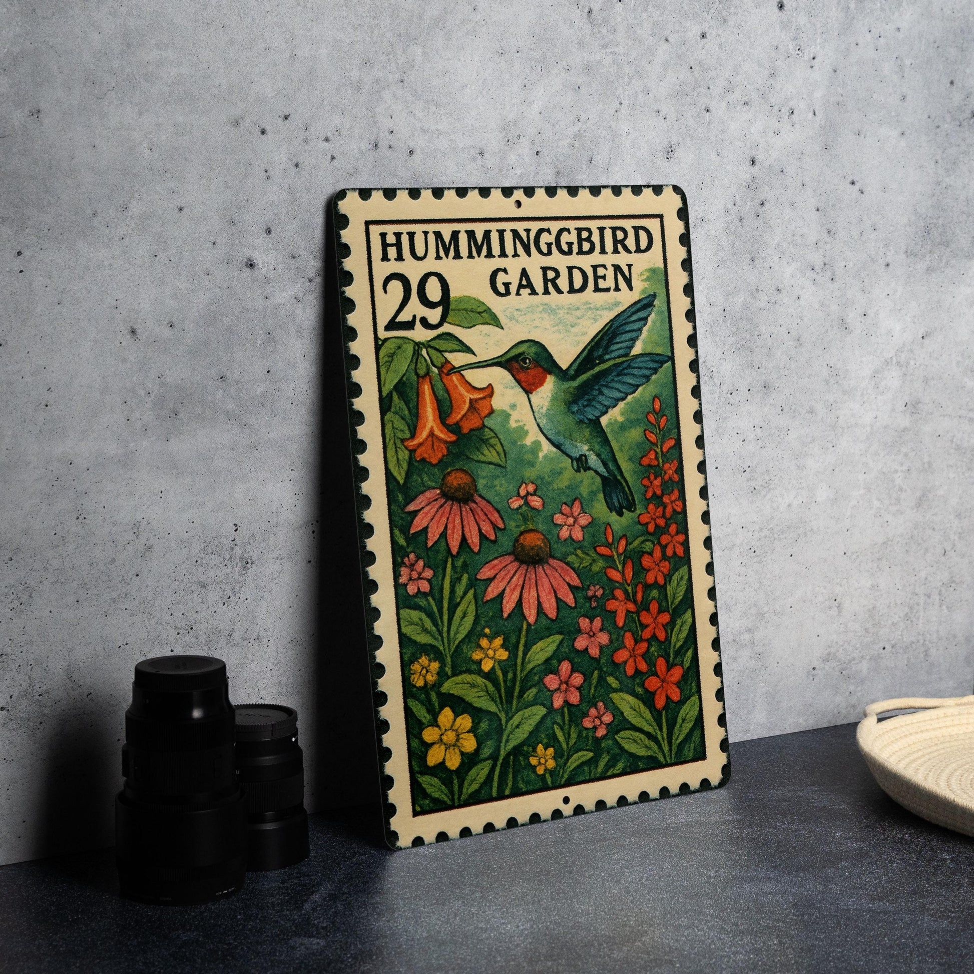 Hummingbird Garden Metal Sign