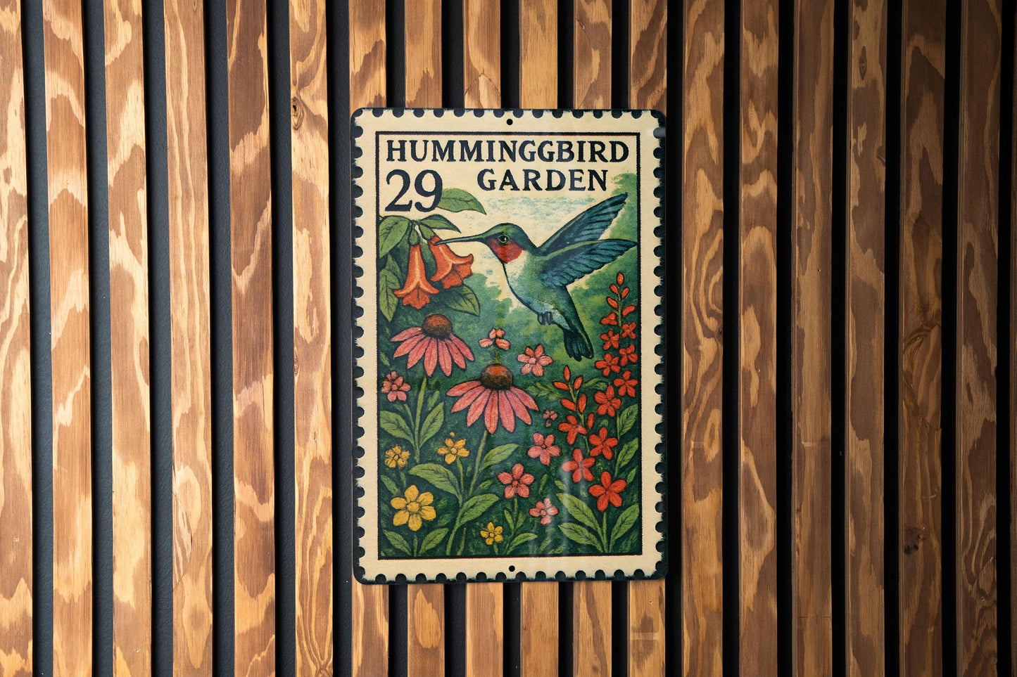 Hummingbird Garden Metal Sign