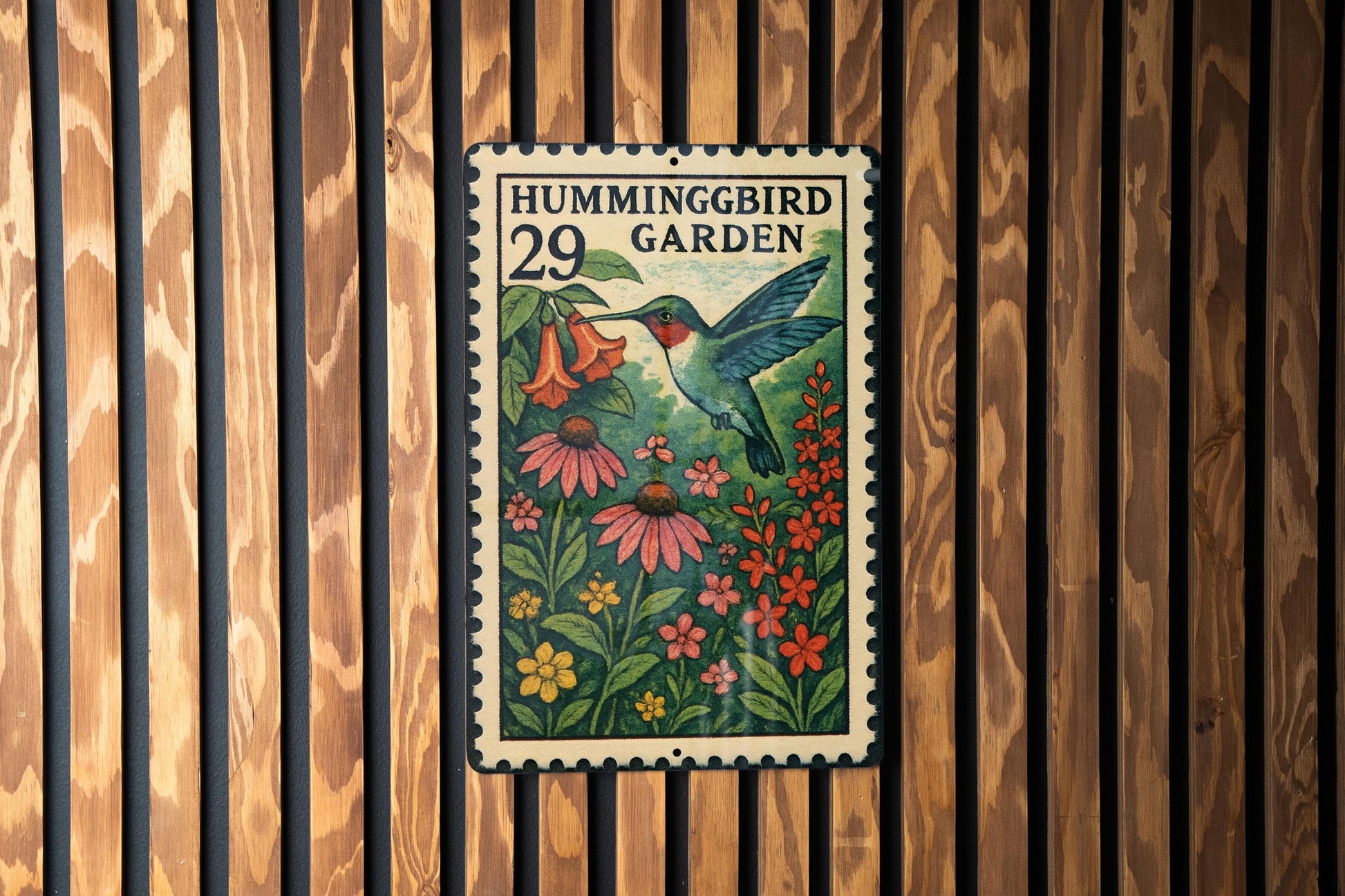 Hummingbird Garden Metal Sign