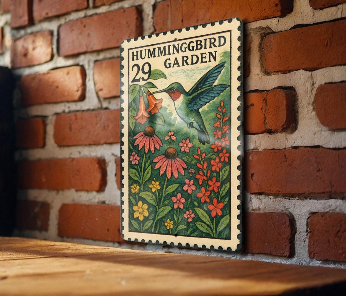 Hummingbird Garden Metal Sign