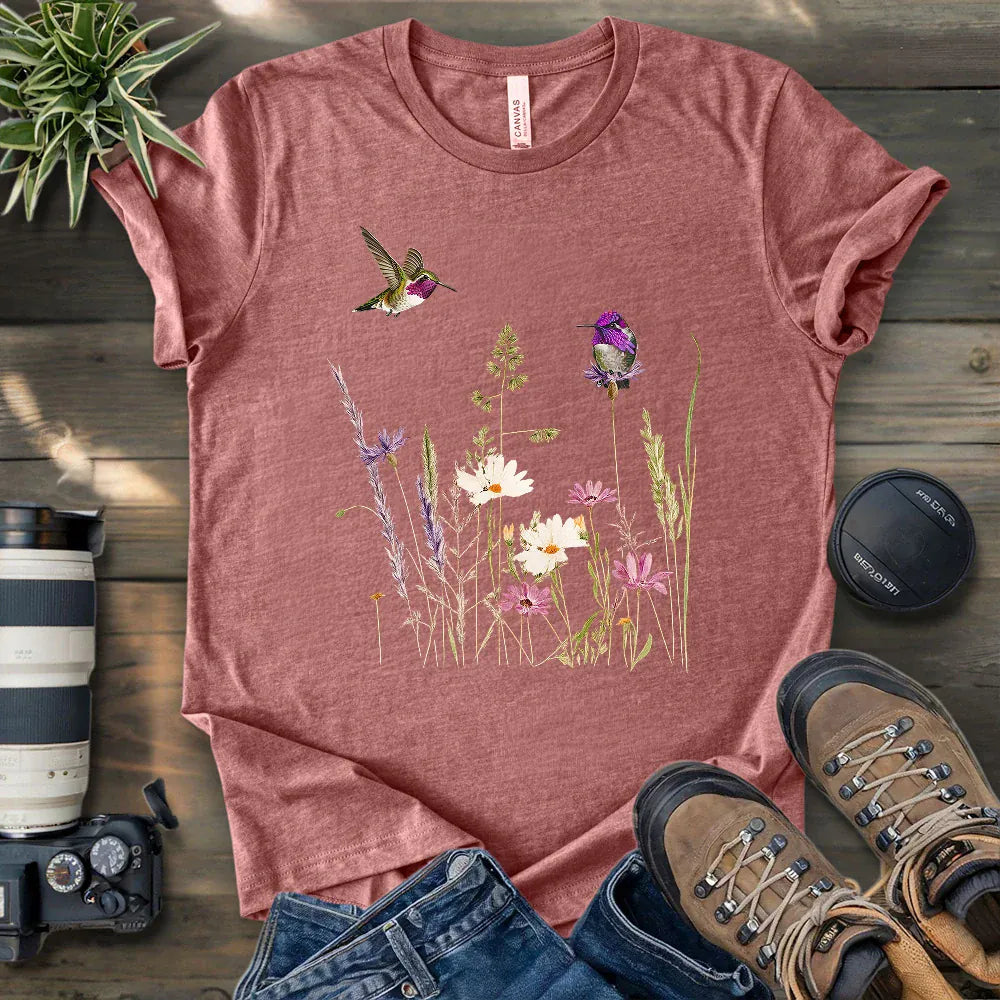 Hummingbirds And Wildflowers T-shirt