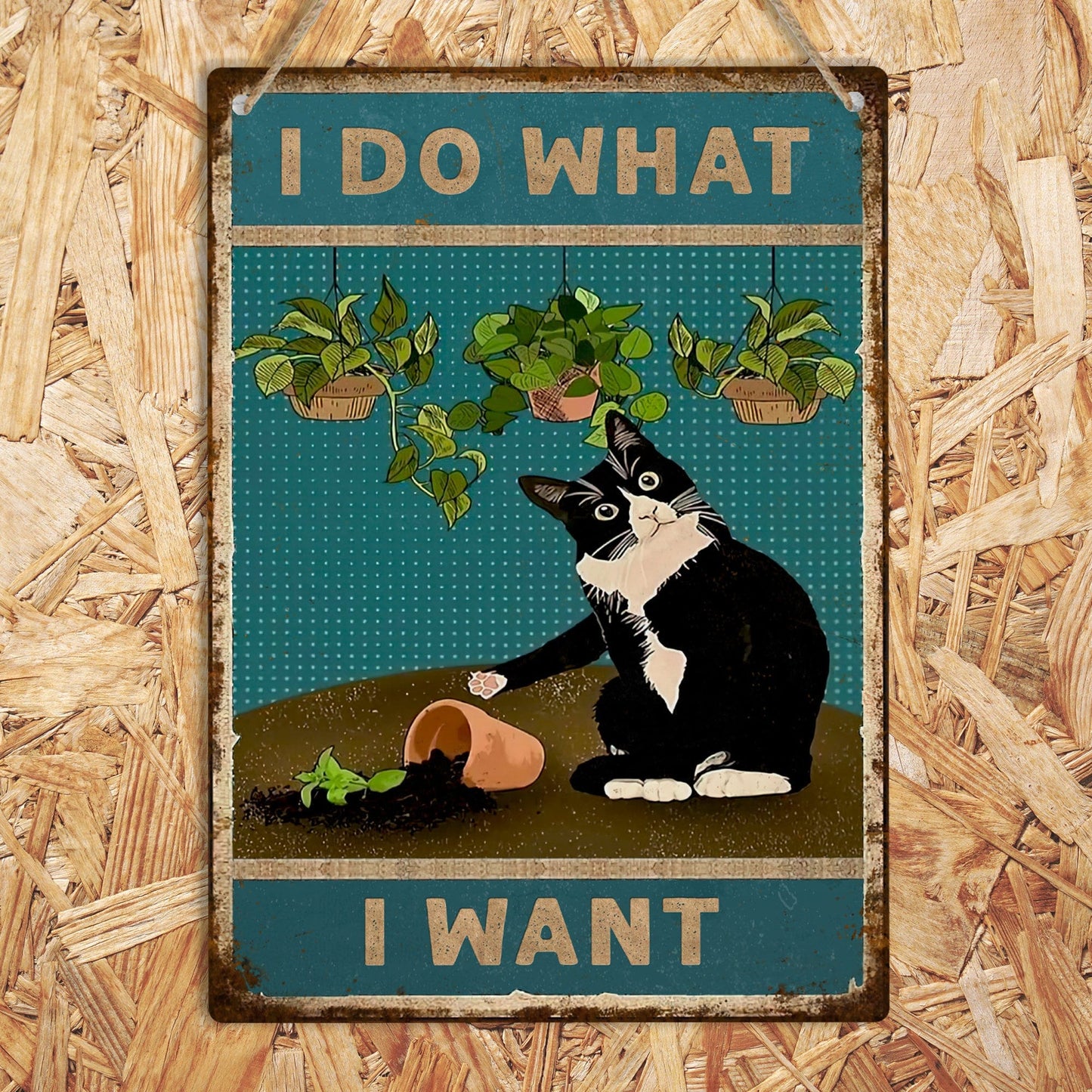 I Do What I Want Funny Black Cat Metal Sign