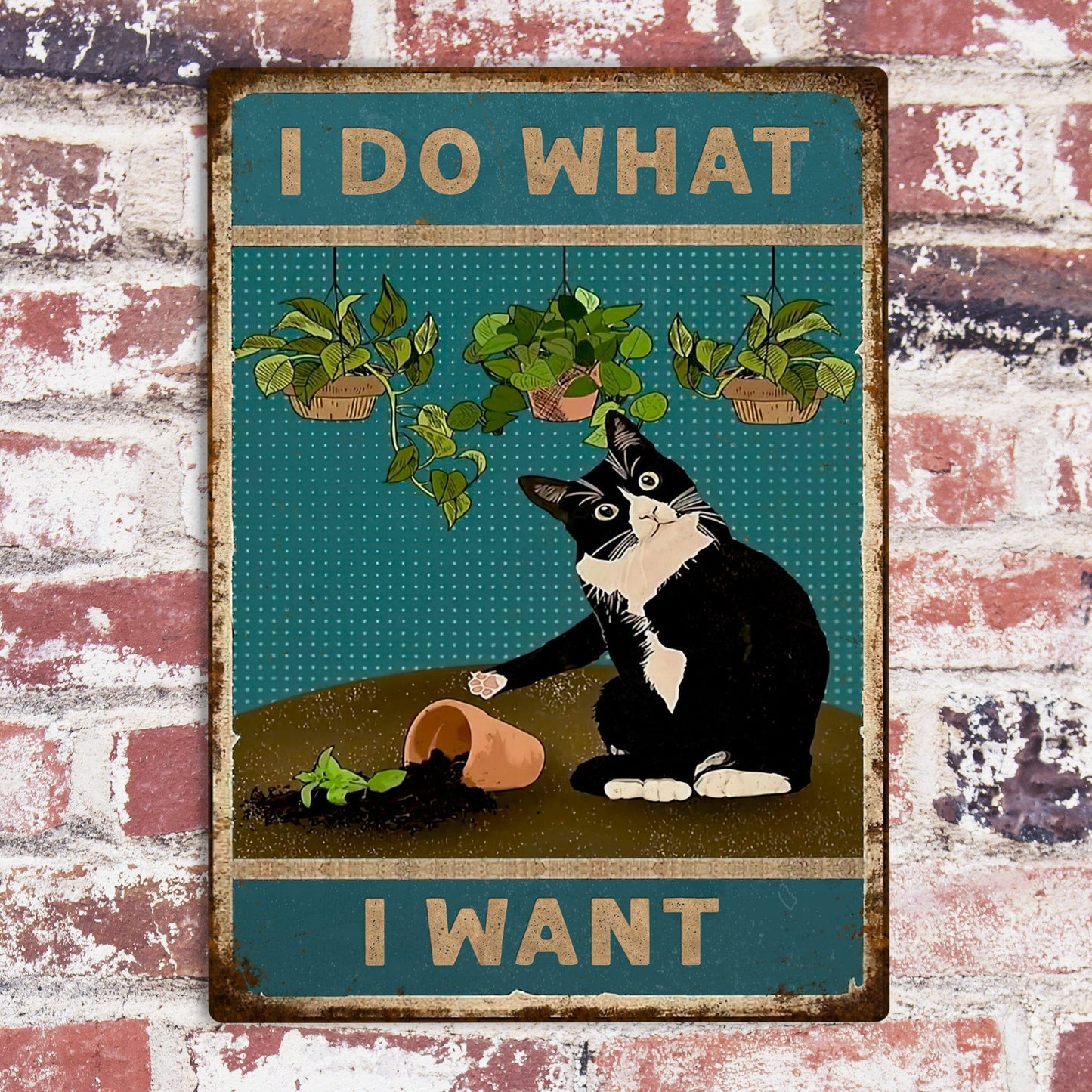 I Do What I Want Funny Black Cat Metal Sign