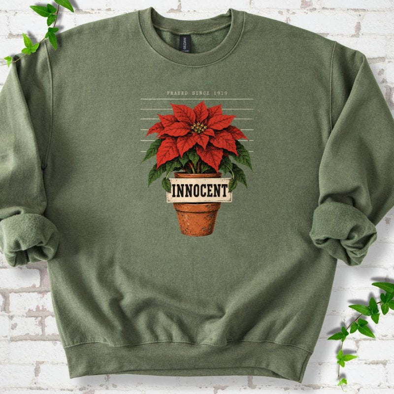 Innocent Poinsettia Mugshot Sweatshirt in Military Green – PlotlyGarden