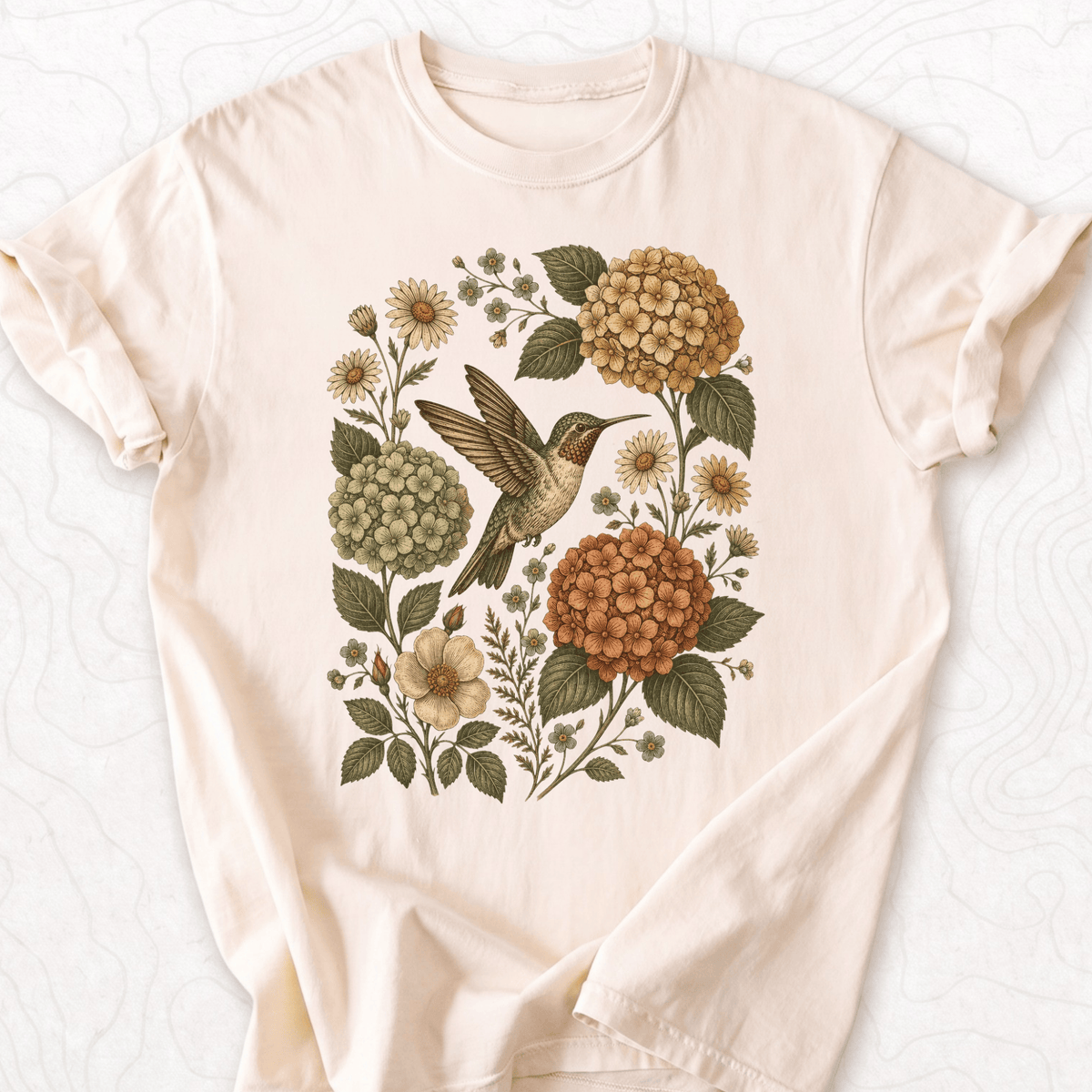 Vintage Hummingbird Floral T-shirt