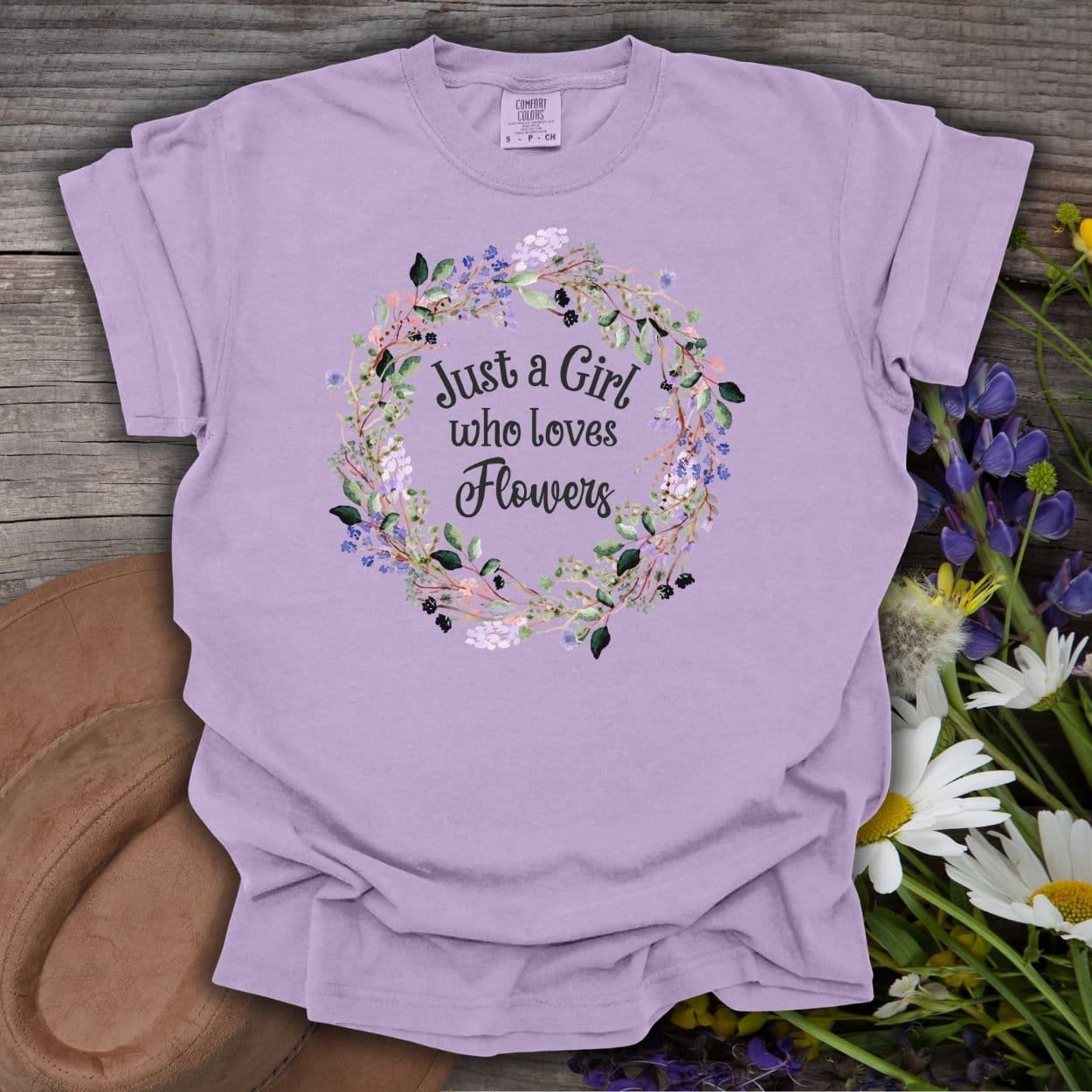 Just a Girl Who Loves Flowers Wreath T-Shirt