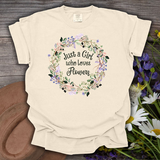 Just a Girl Who Loves Flowers Wreath T-Shirt