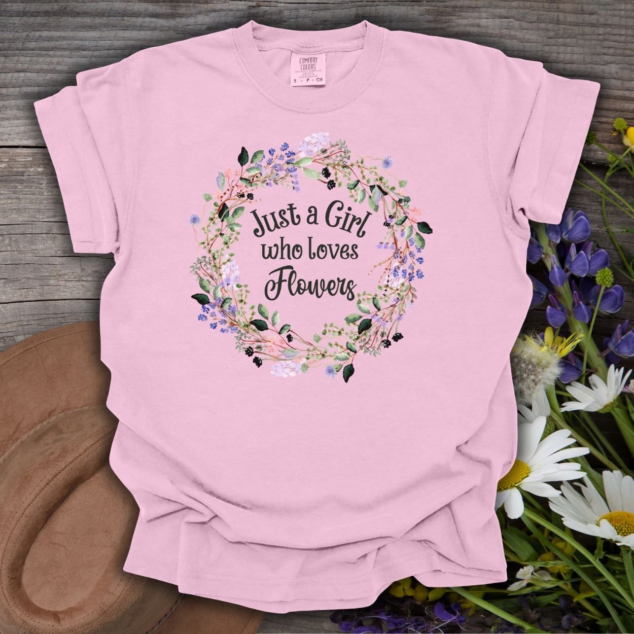 Just a Girl Who Loves Flowers Wreath T-Shirt