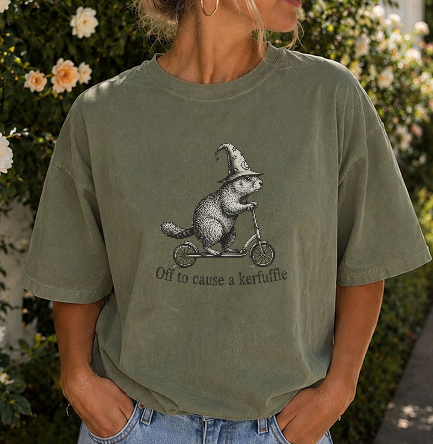 Off to Cause a Kerfuffle Wizard Otter T-Shirt