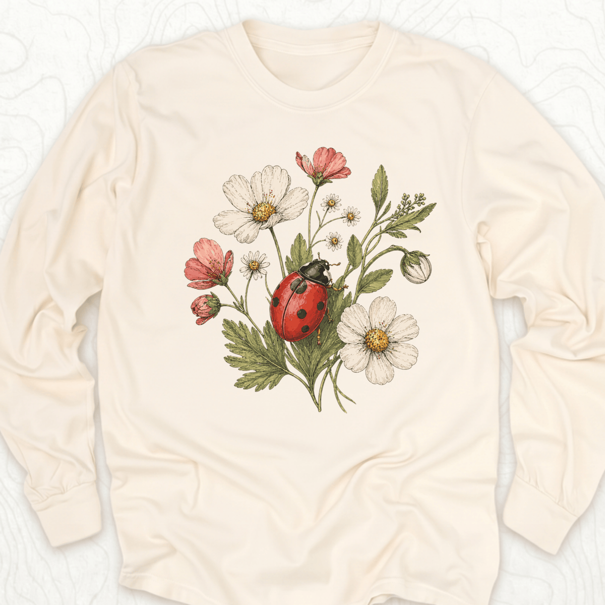 Ladybug Flowers LS T-shirt