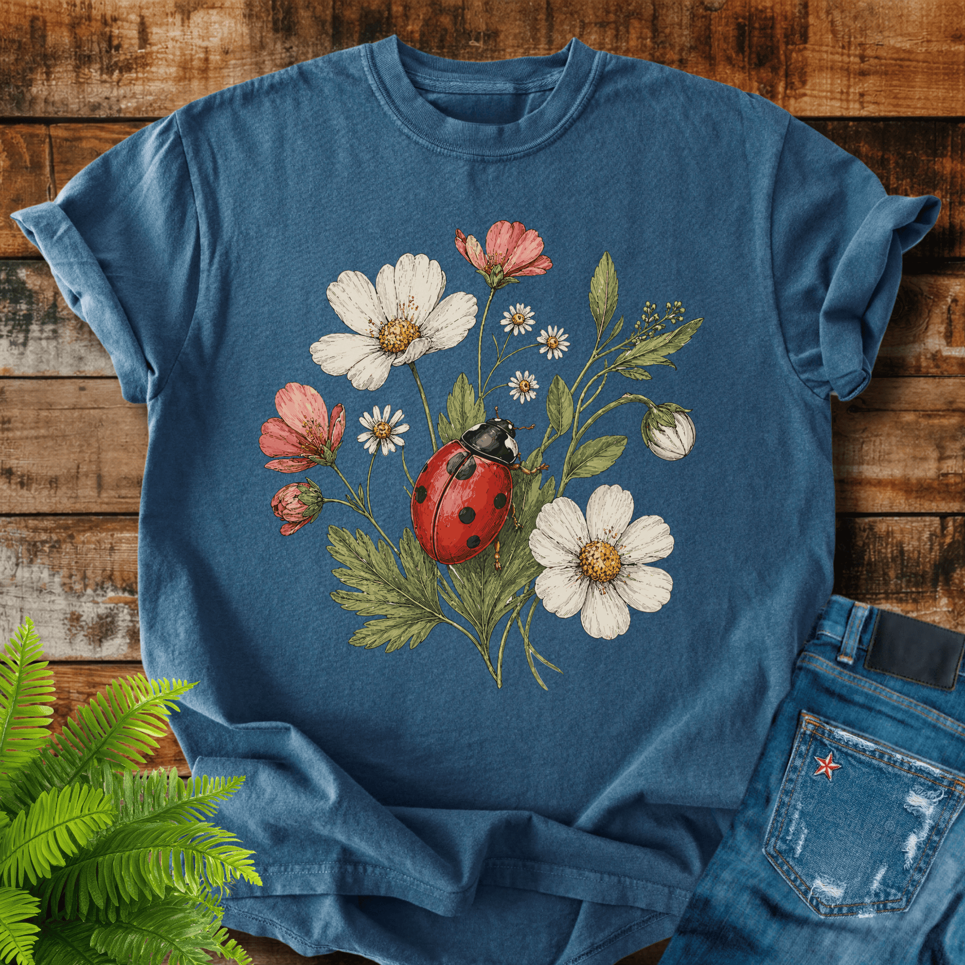 Ladybug Flowers T-shirt