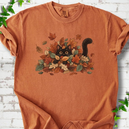 Leaf Peeper Black Cat T-Shirt