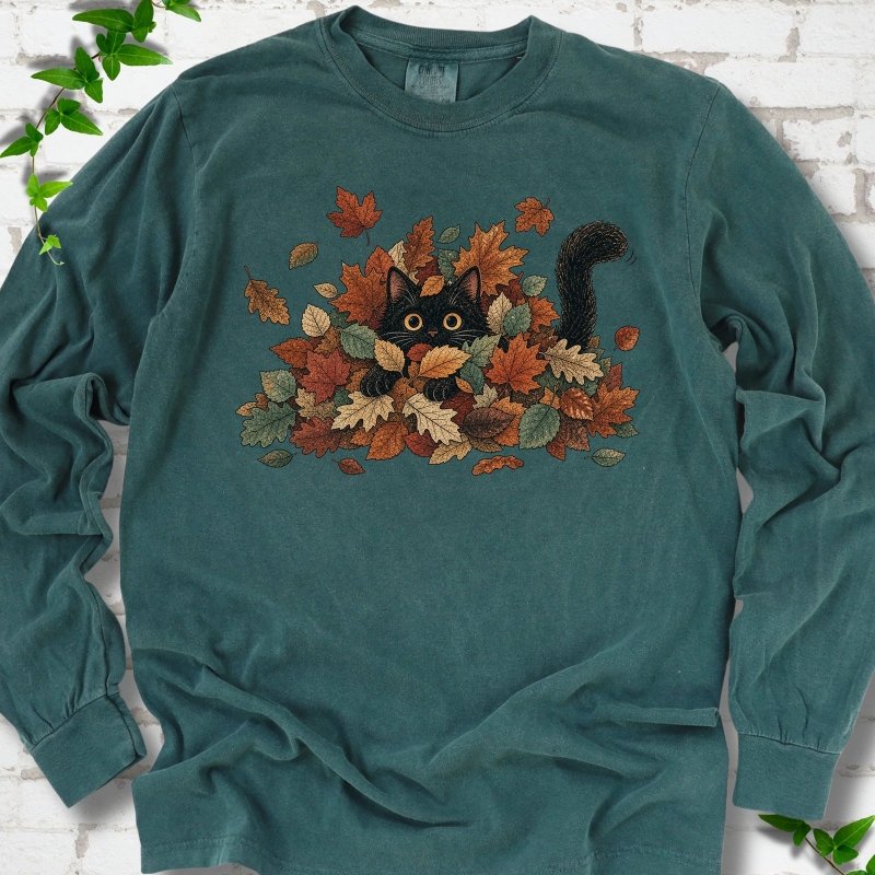 Leaf Peeper Black Cat LS T-Shirt