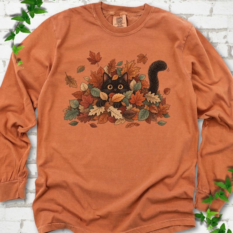 Leaf Peeper Black Cat LS T-Shirt