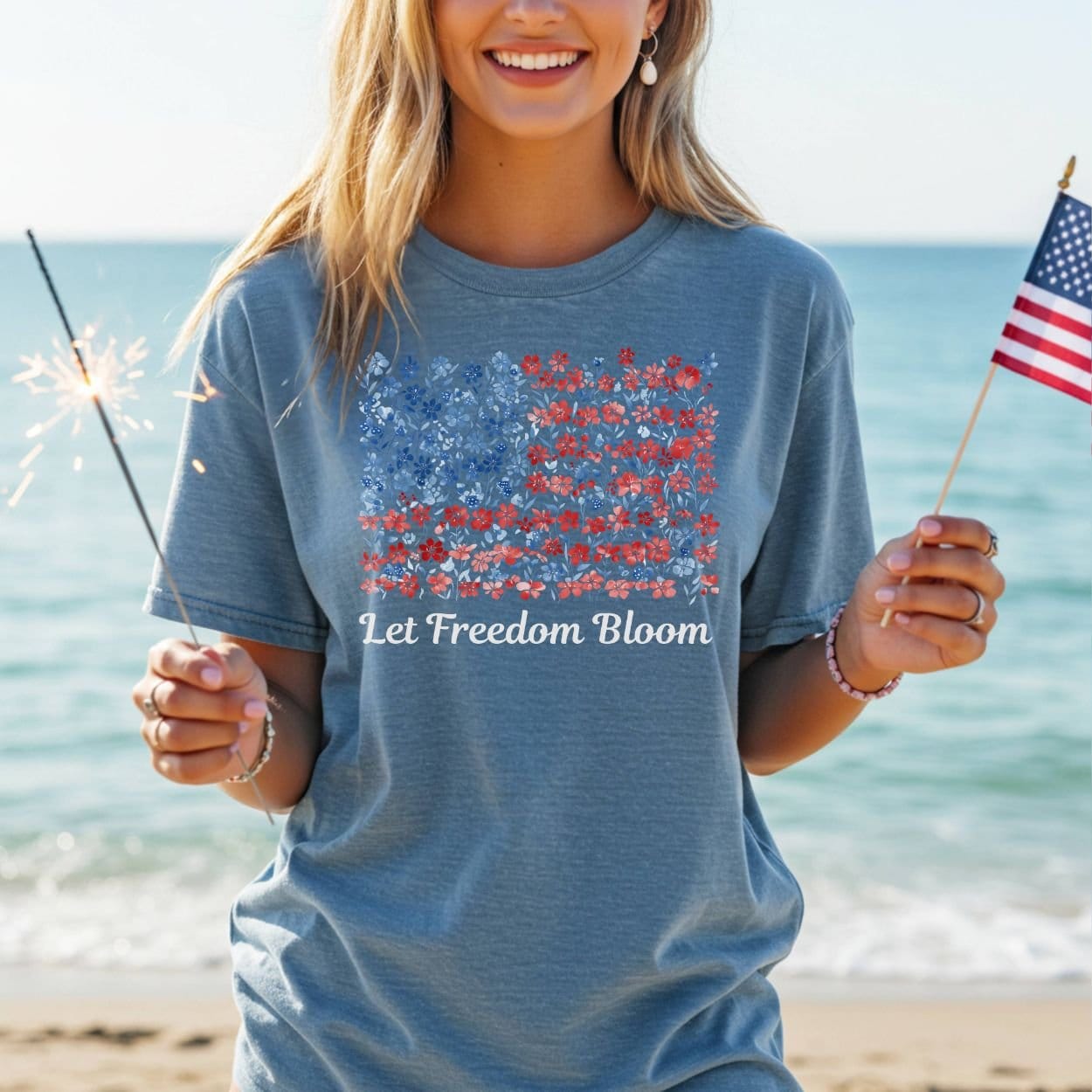 Let Freedom Bloom USA Flag T-Shirt