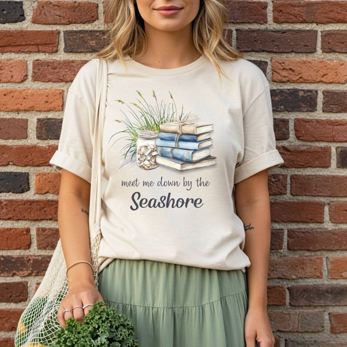 Meet Me Down By the Seashore Beach Book T-Shirt