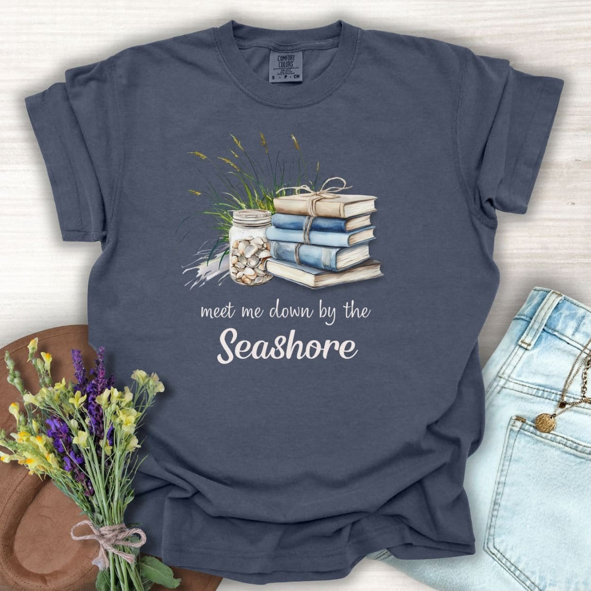 Meet Me Down By the Seashore Beach Book T-Shirt