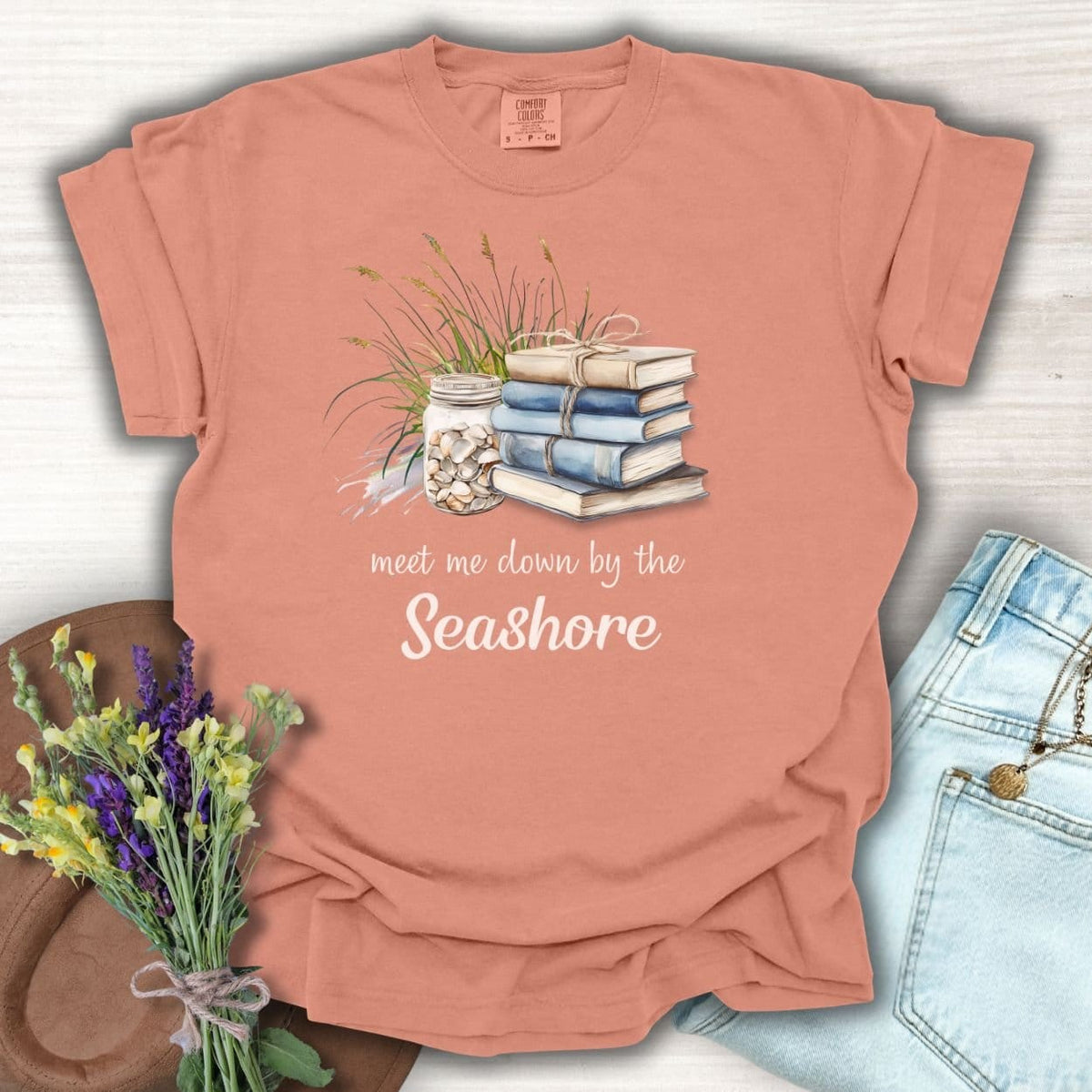 Meet Me Down By the Seashore Beach Book T-Shirt