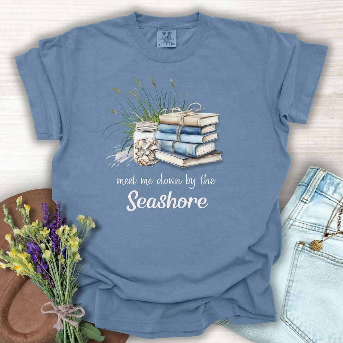 Meet Me Down By the Seashore Beach Book T-Shirt