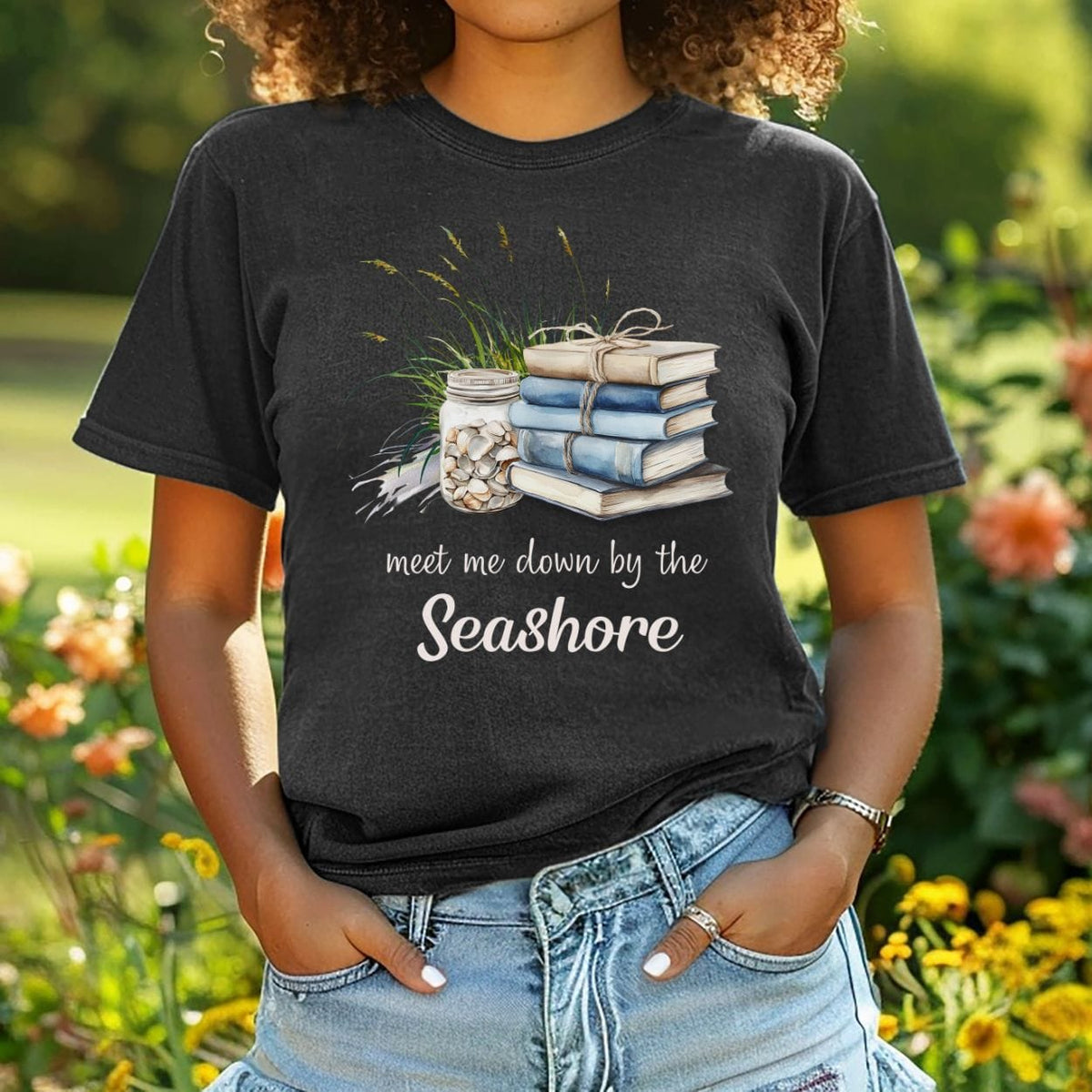 Meet Me Down By the Seashore Beach Book T-Shirt