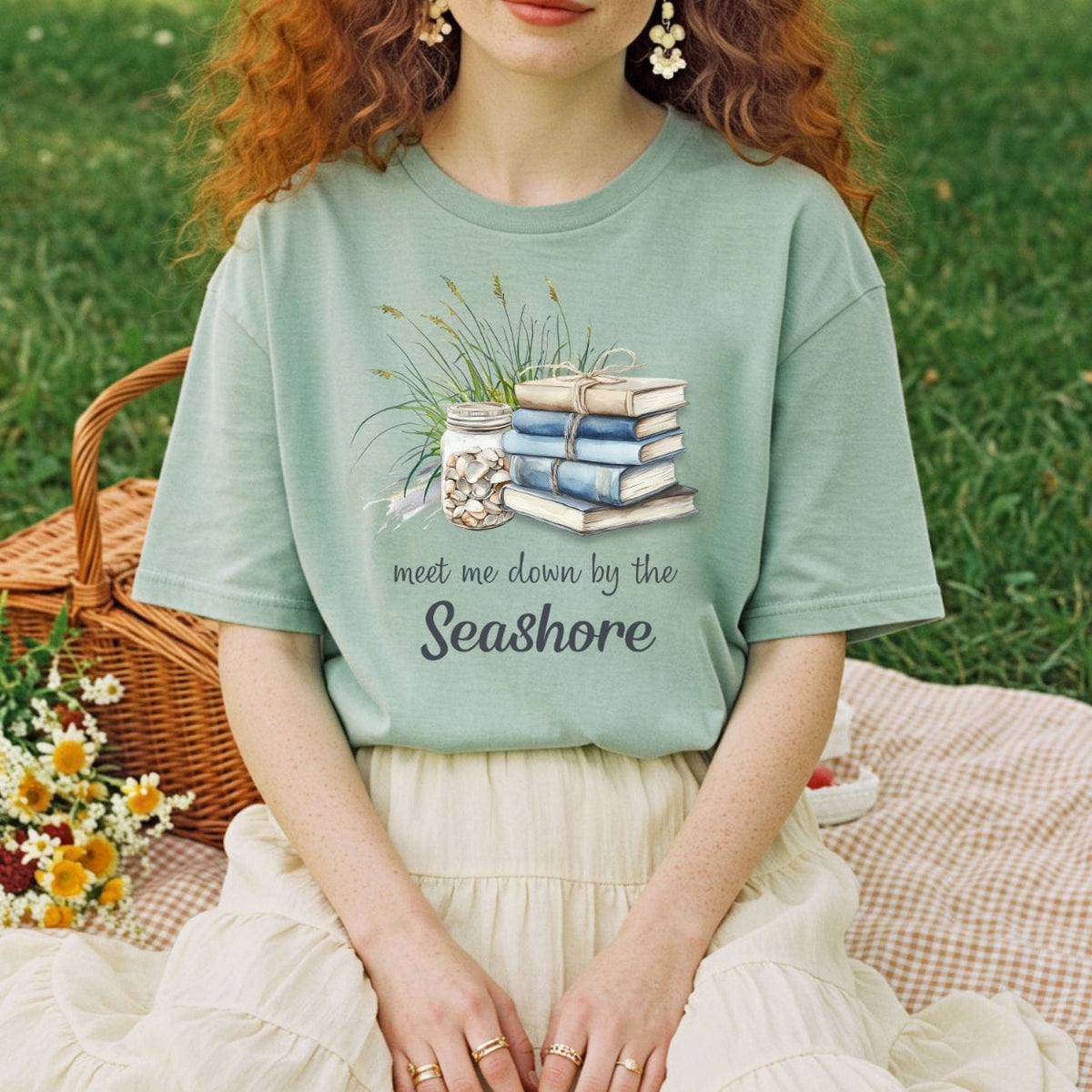 Meet Me Down By the Seashore Beach Book T-Shirt